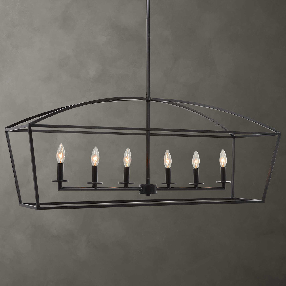 Clayton 6 Light Linear Chandelier - Black by Uttermost - View 1