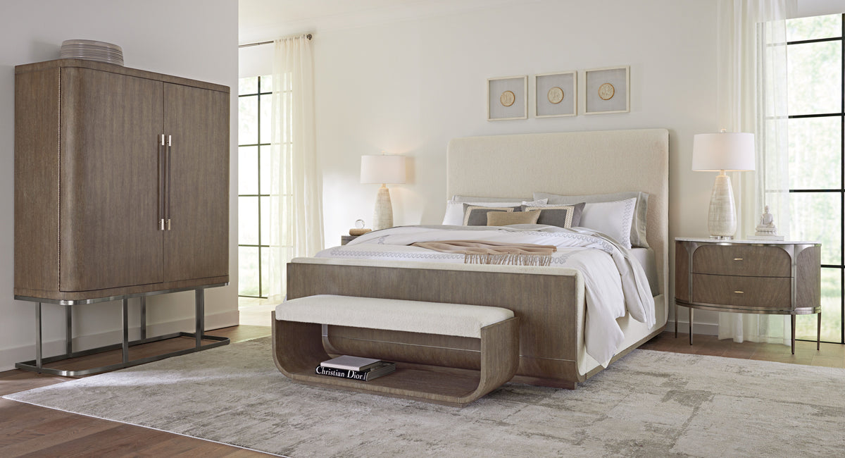 Modern Mood California King Upholstered Panel Bed - Dark Brown / Beige by Hooker Furniture - View 4