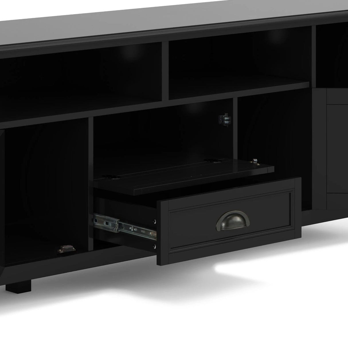 Burlington 72 inch Wide Solid Wood TV Stand in Black For TVs up to 80 inches - sold by Home Elegance USA