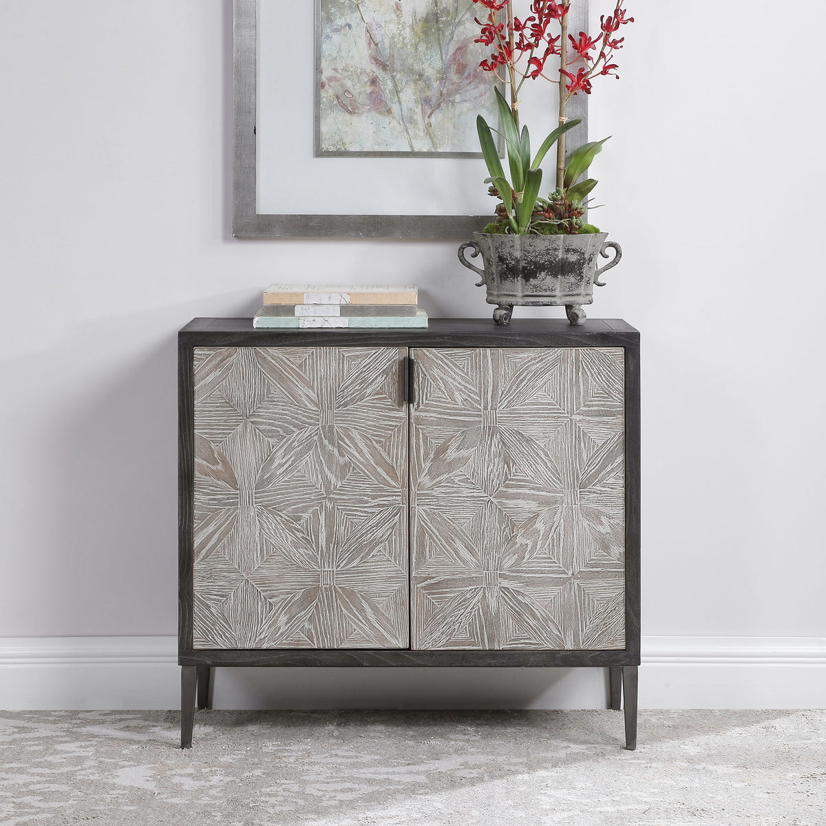 Laurentia 2 Door Accent Cabinet Black & Silver - Black / Silver by Uttermost - View 2