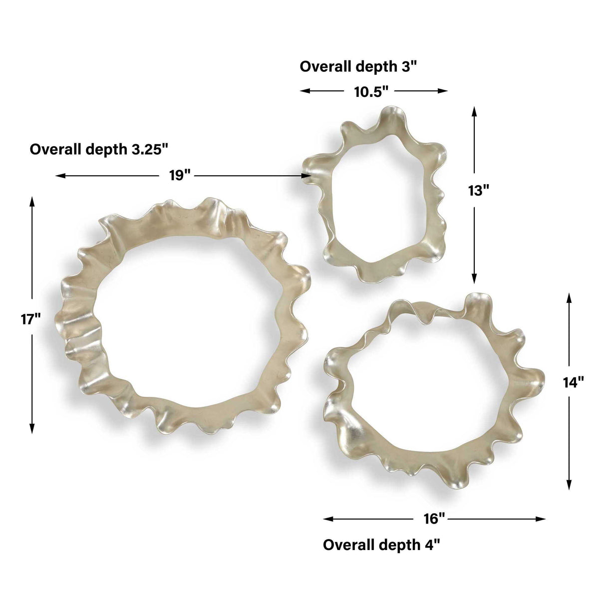 Ripple Effect Wall Art (Set of 3) - Silver by Uttermost - View 7