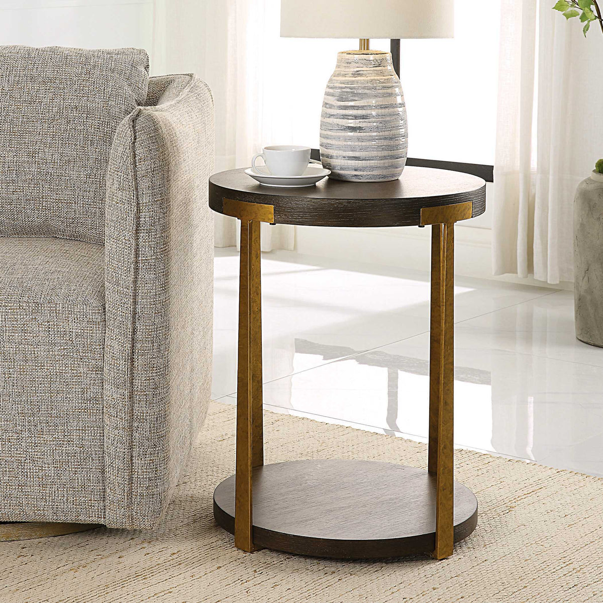 Palisade Round Wood Side Table - Dark Brown by Uttermost - View 3