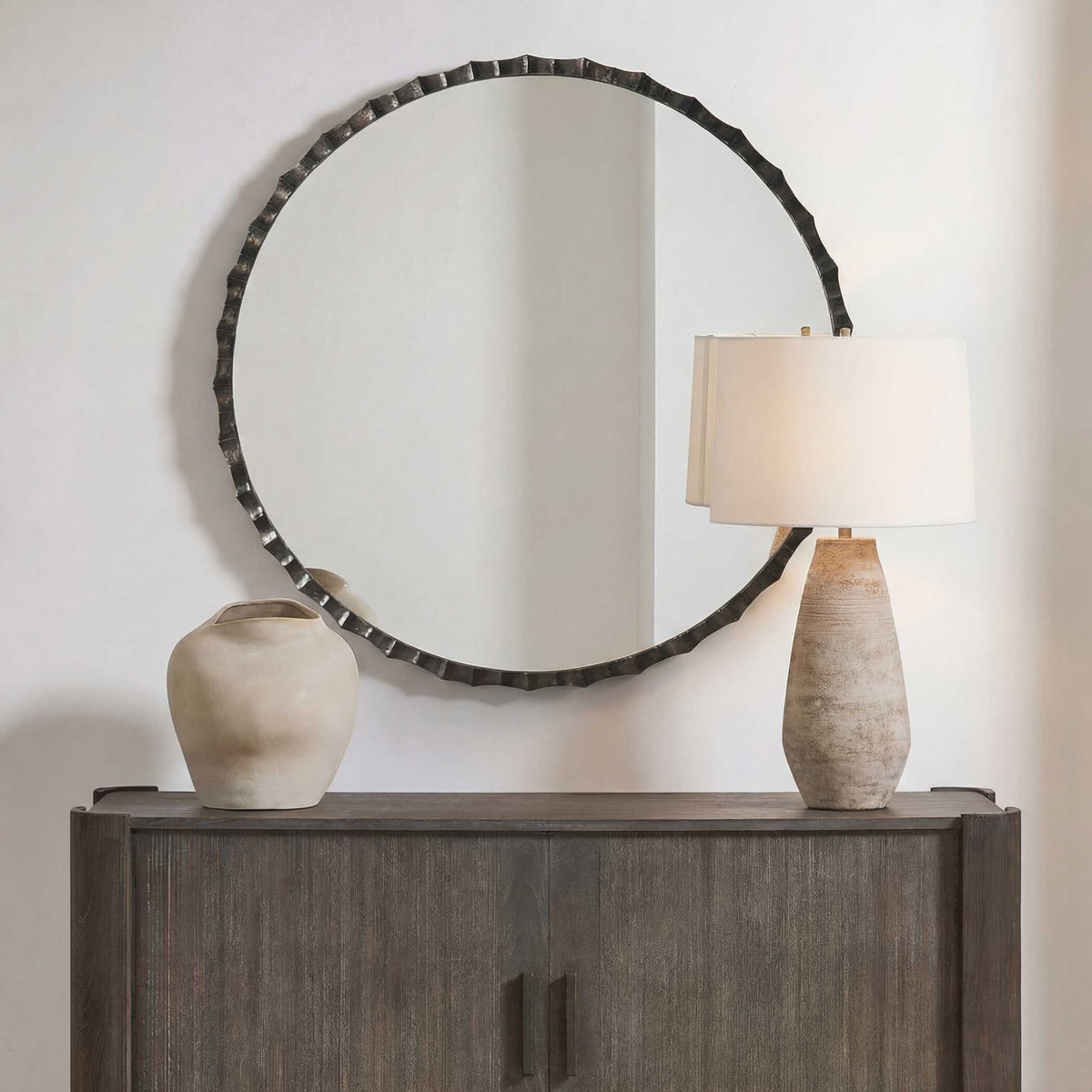 Grander Round Mirror - Black by Uttermost - View 2