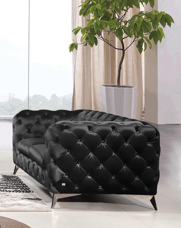 Delilah - Modern Black Fabric Loveseat - View Image 1