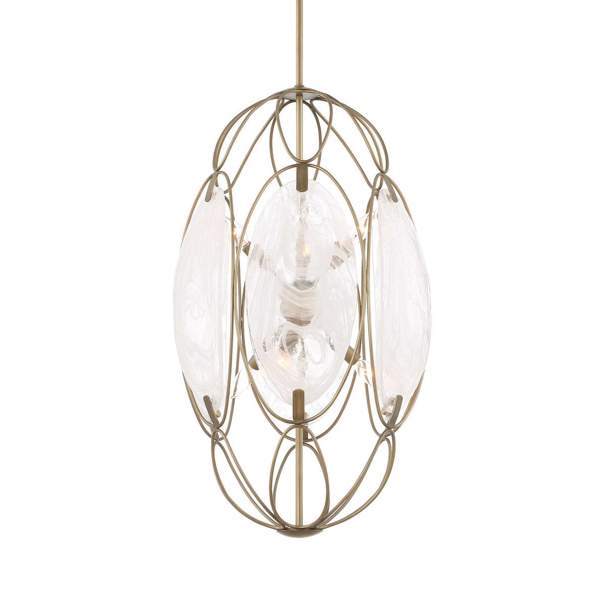 Valencia 6 Light Glass Panel Pendant - Gold / White by Uttermost - View 4