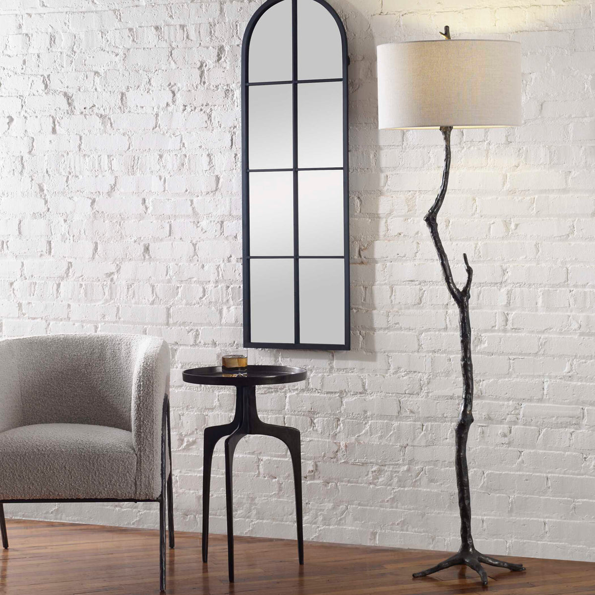 Spruce Rustic Floor Lamp - Black / White by Uttermost - View 5