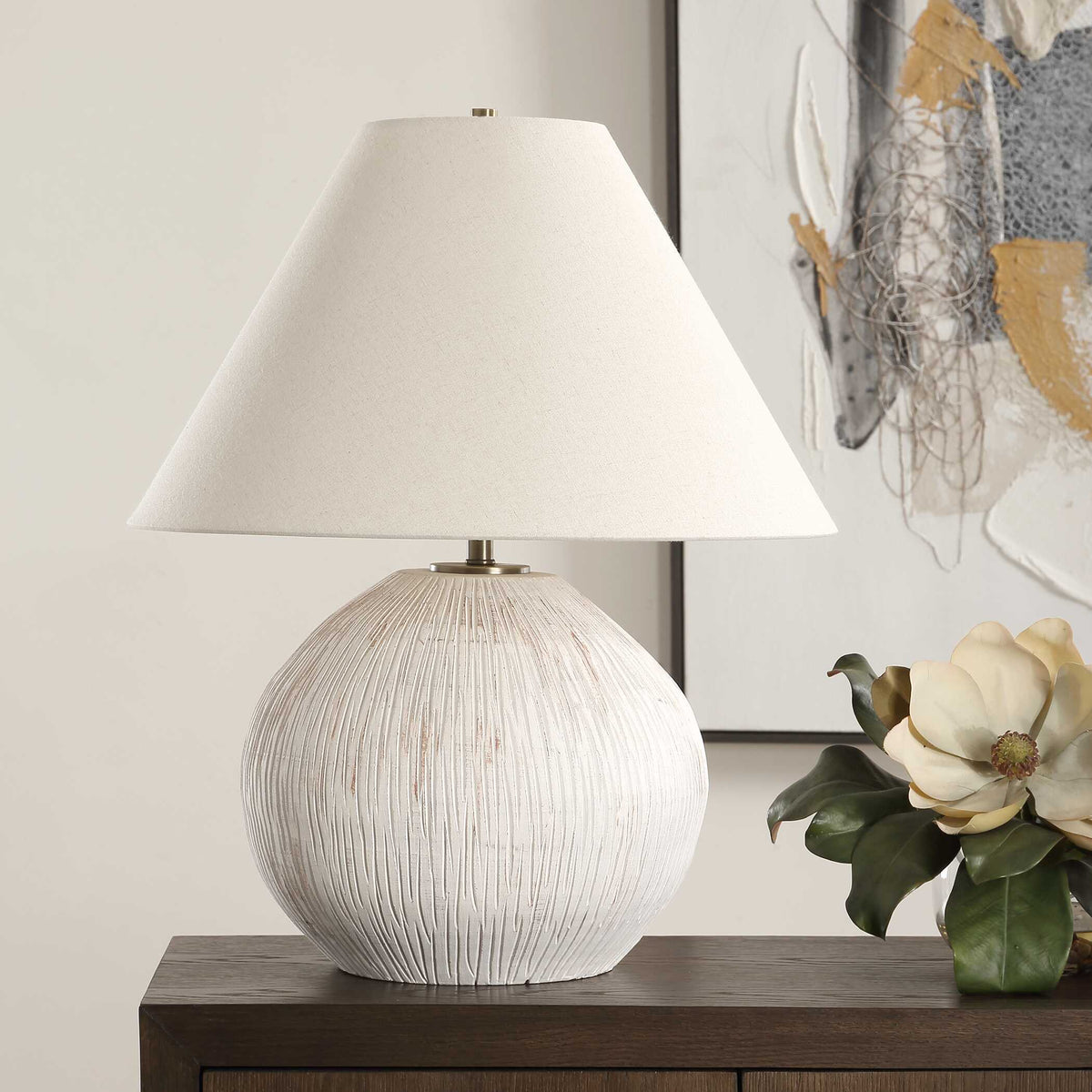 Meryl Table Lamp - White by Uttermost - View 3