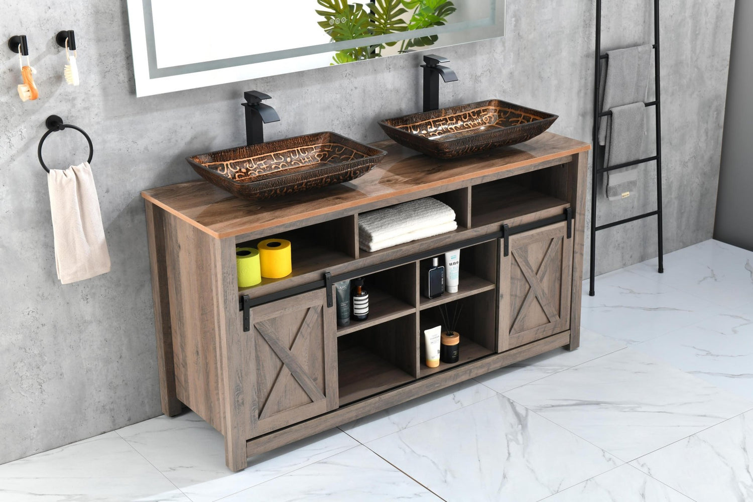 84*48 LED Lighted Bathroom Wall Mounted Mirror with High Lumen+Anti - Fog Separately Control bedroom full - length mirror bathroom led mirror hair salon mirror | Home Elegance USA