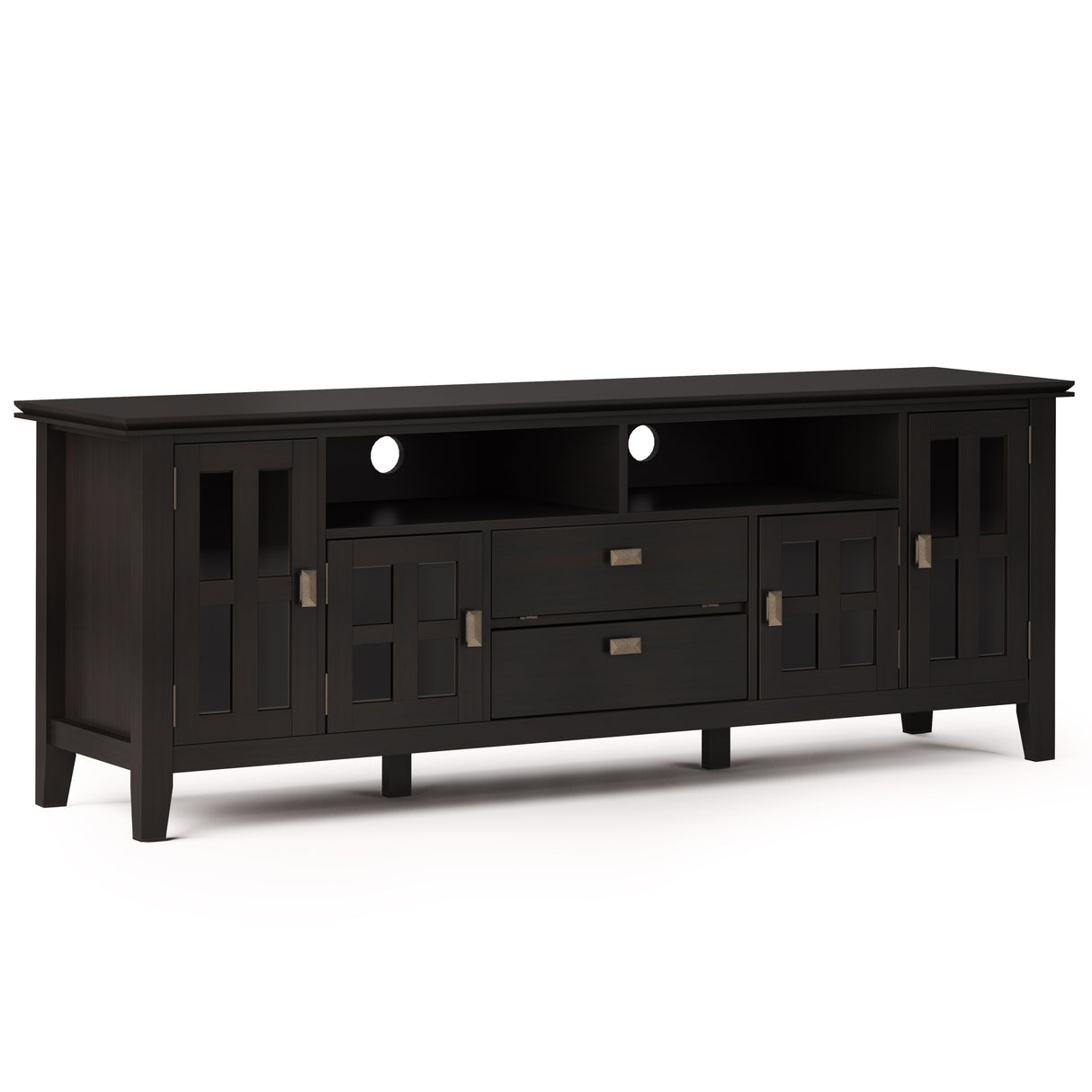 Artisan 72 inch Wide Solid Wood TV Stand in Hickory Brown For TVs up to 80 inches