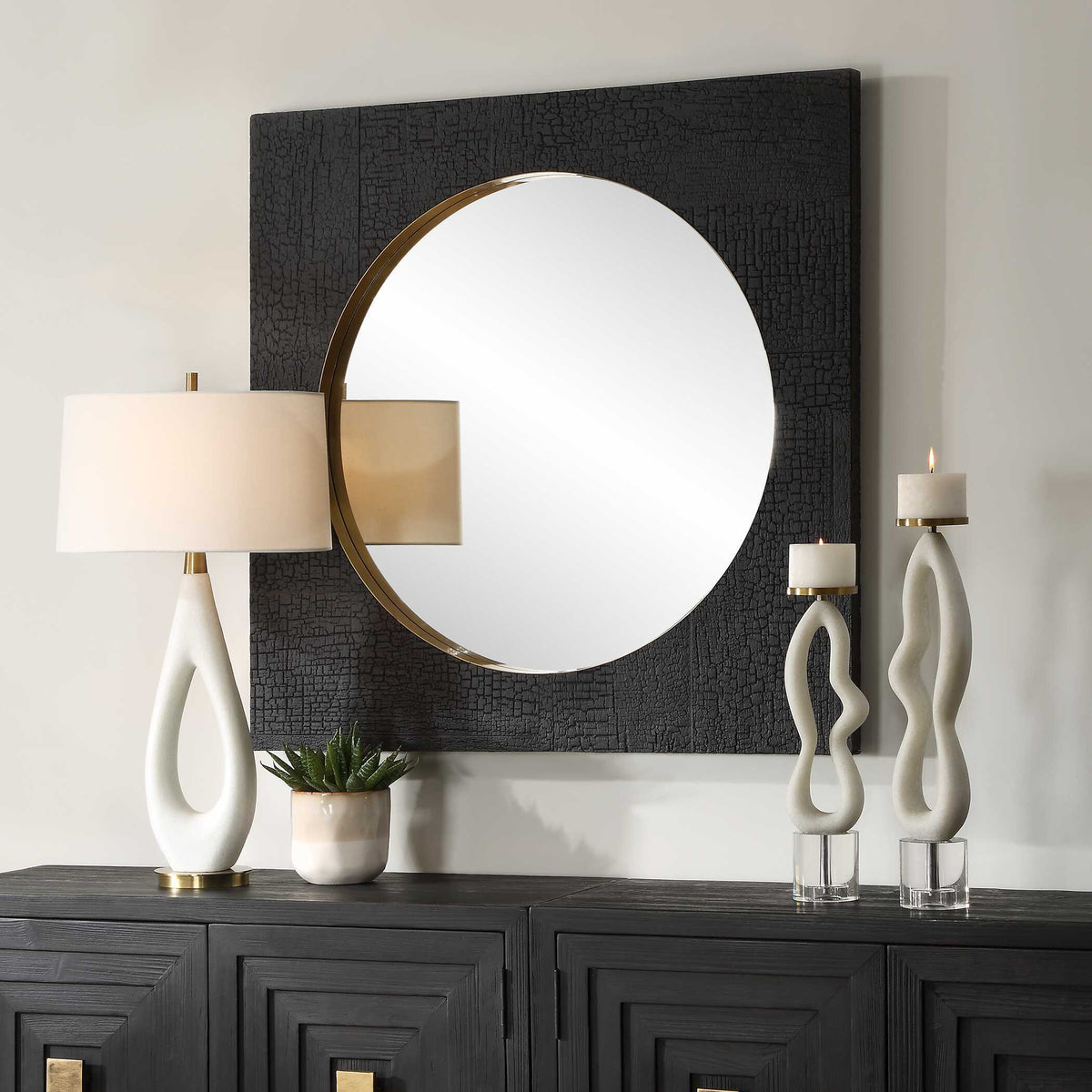 Ember Black Square Mirror by Uttermost - View 3