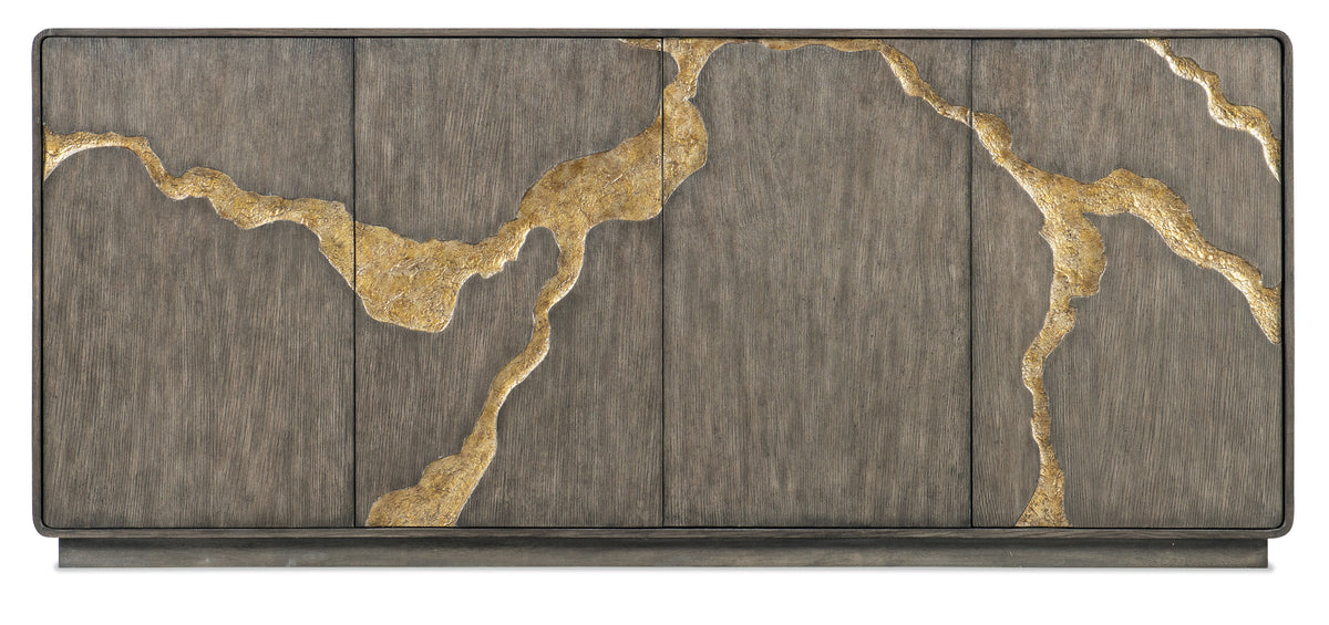 Melange Fissured Entertainment Credenza - Dark Gray by Hooker Furniture - View 5