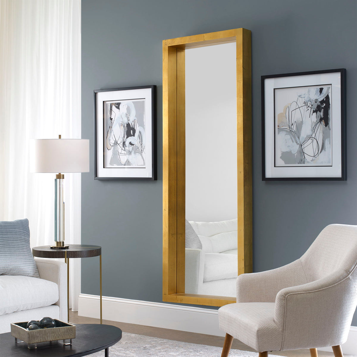 Edmonton Leaner Mirror - Gold by Uttermost - View 2