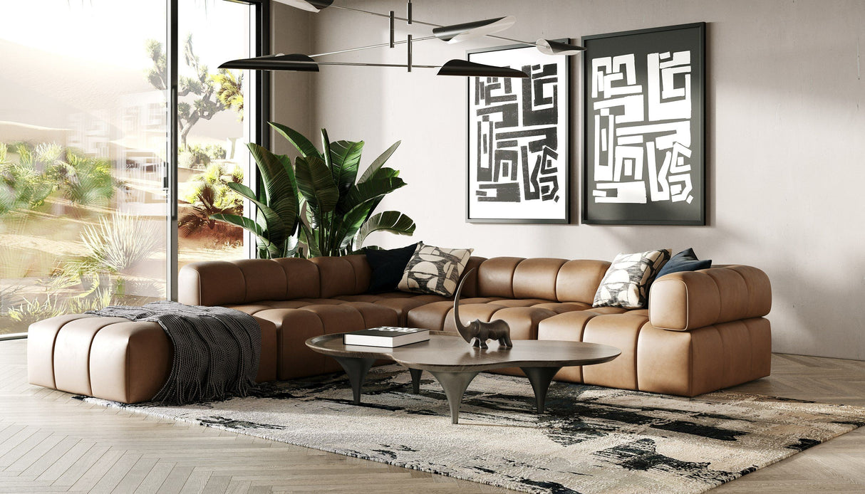 Divani Casa Everest - Modern Brown Leather Modular Corner Sectional Seat