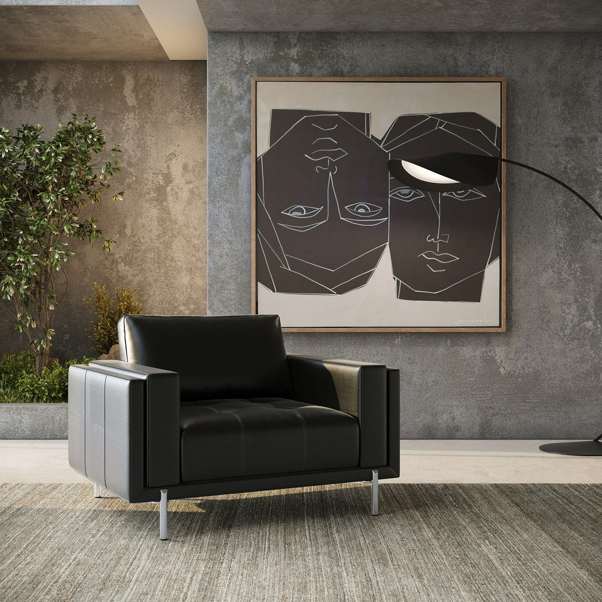 Divani Casa Schmidt - Modern Black Leather Chair