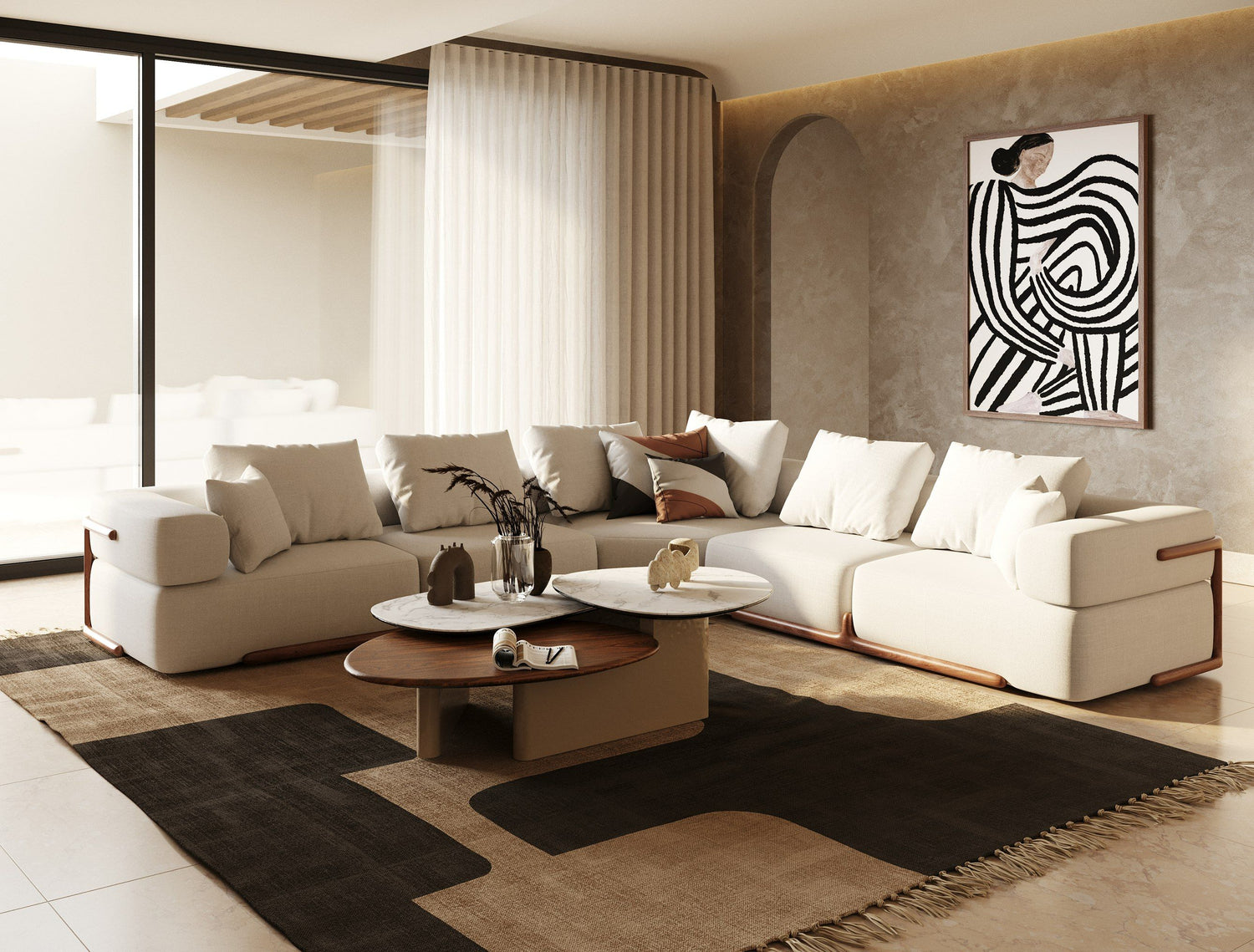 Divani Casa Simone - Modern Off-White Fabric Sectional Sofa - Home Elegance USA