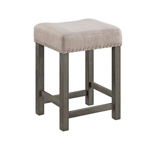 Acme - Wandella 4PC Pack Counter Height Table Set W/USB DN00088 Beige Fabric, Marble Top & Weathered Gray Finish