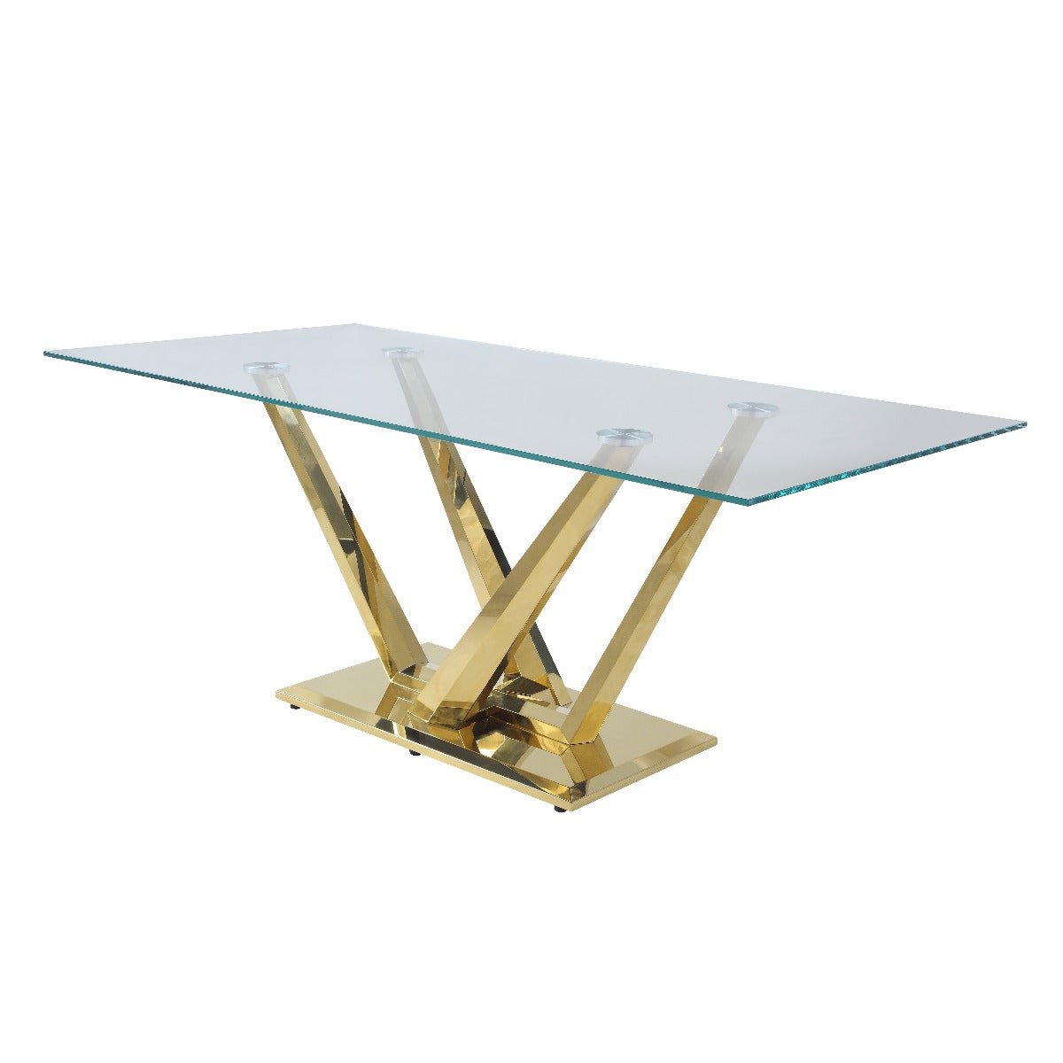 Barnard Dining Table DN00219 Clear Glass & Mirrored Gold Finish | Acme | Home Elegance USA