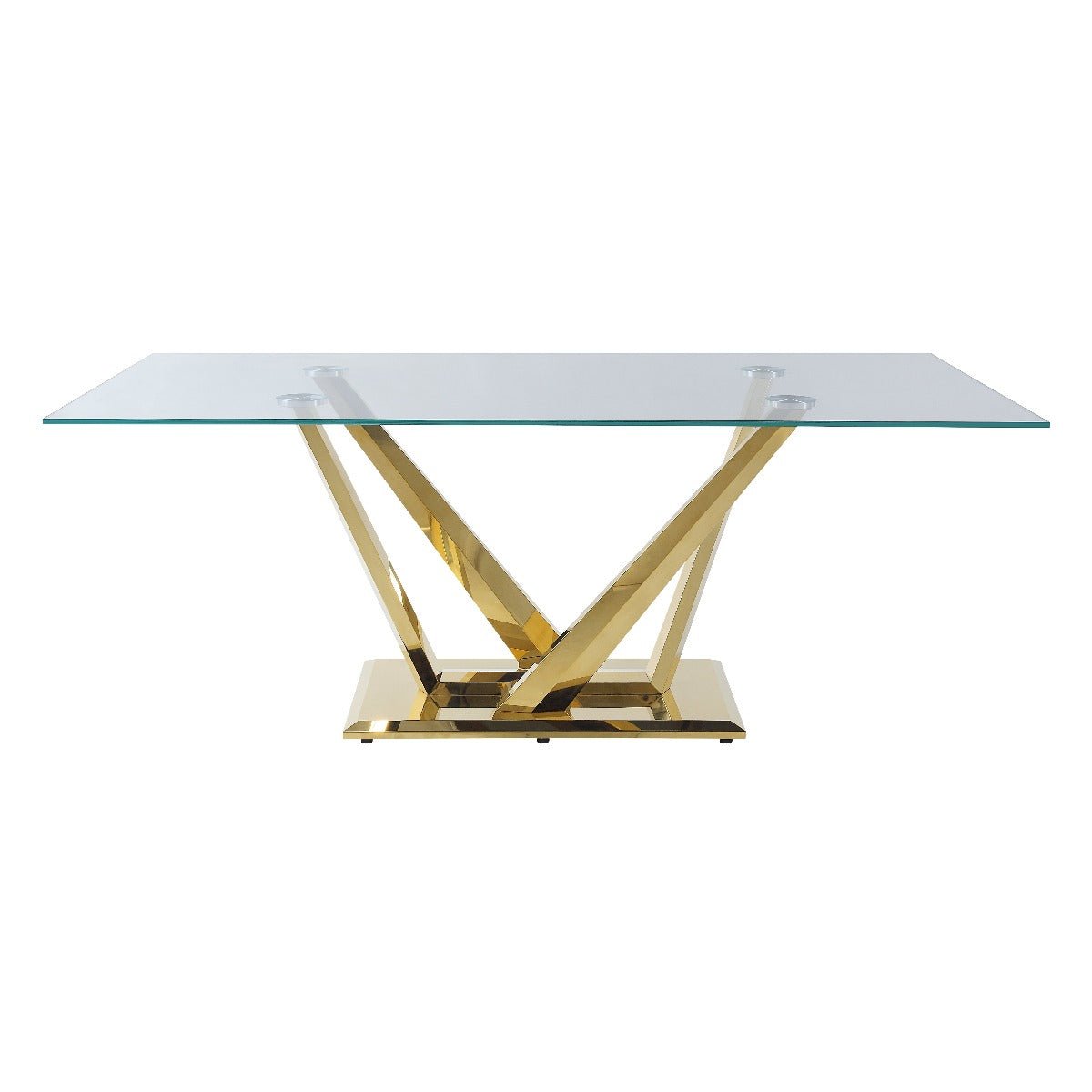 Barnard Dining Table DN00219 Clear Glass & Mirrored Gold Finish | Acme | Home Elegance USA