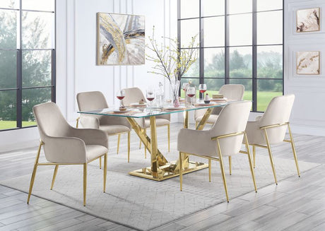 Barnard Dining Table DN00219 Clear Glass & Mirrored Gold Finish | Acme | Home Elegance USA