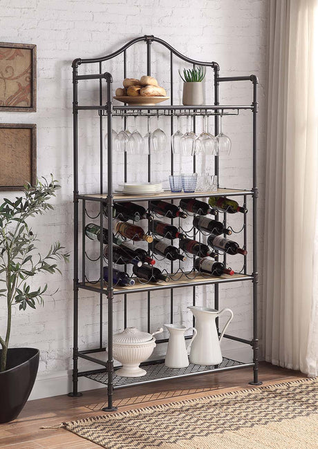 Acme - Edina Wine Rack DN01060 Oak & Sandy Black Finish