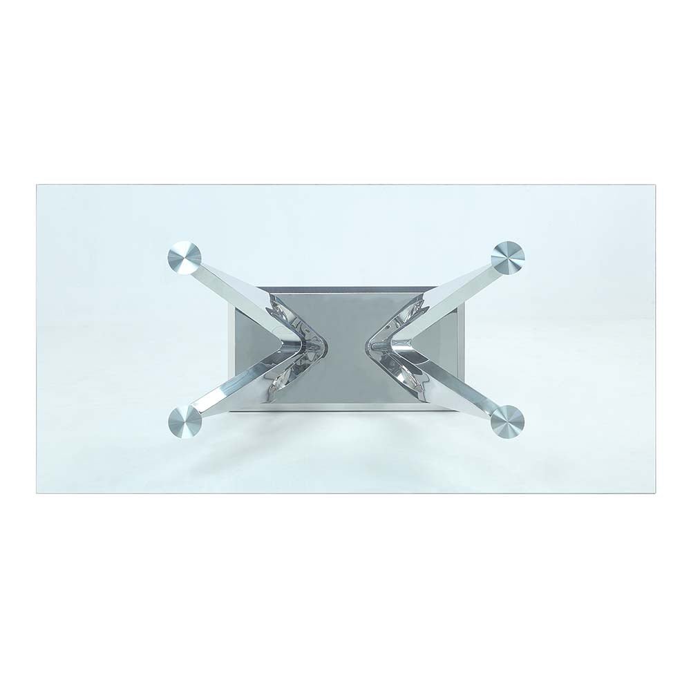 Azriel Dining Table W/Pedestal Base DN01191 Clear Glass & Mirrored Silver Finish | Acme | Home Elegance USA