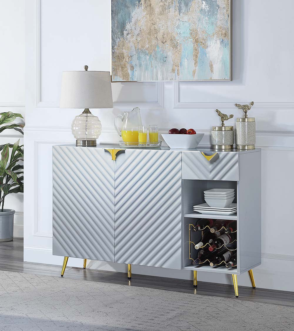 Acme - Gaines Server DN01262 Gray High Gloss Finish