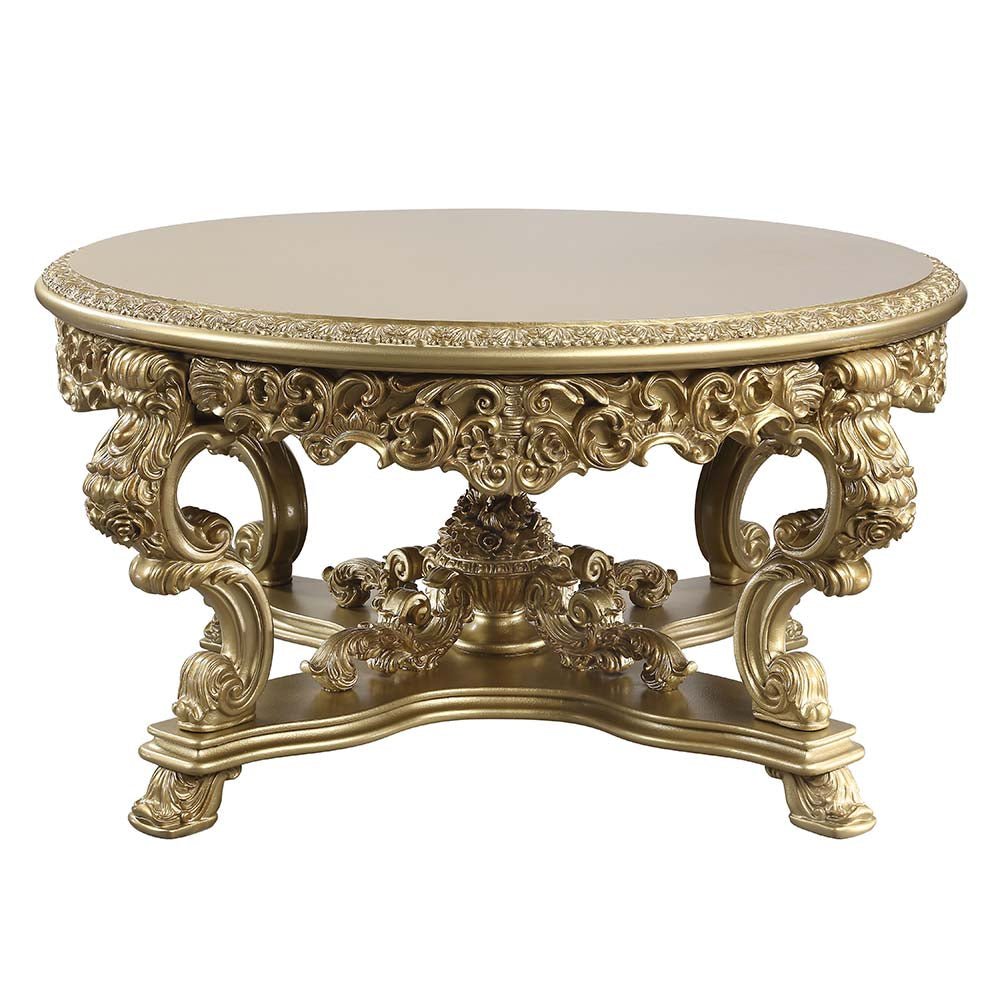 Bernadette Round Dining Table DN01469 Gold Finish | Acme | Home Elegance USA