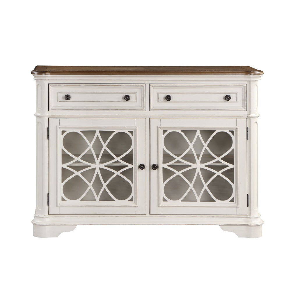 Acme - Florian Server DN01656 Antique White & Oak Finish