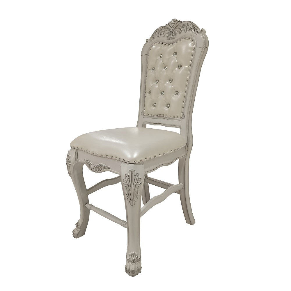 Acme - Dresden Counter Height Chair (Set-2) DN01704 Synthetic Leather & Bone White Finish