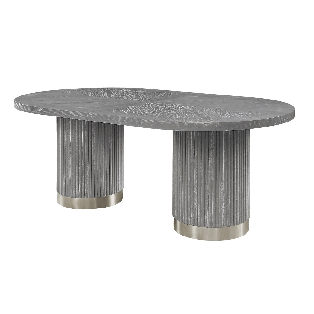 Adalynn Dining Table W/2 Leaves DN02124 Weathered Gray Oak Finish | Acme | Home Elegance USA