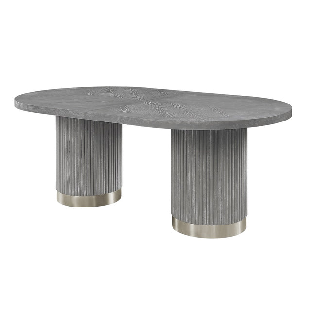 Adalynn Dining Table W/2 Leaves DN02124 Weathered Gray Oak Finish | Acme | Home Elegance USA