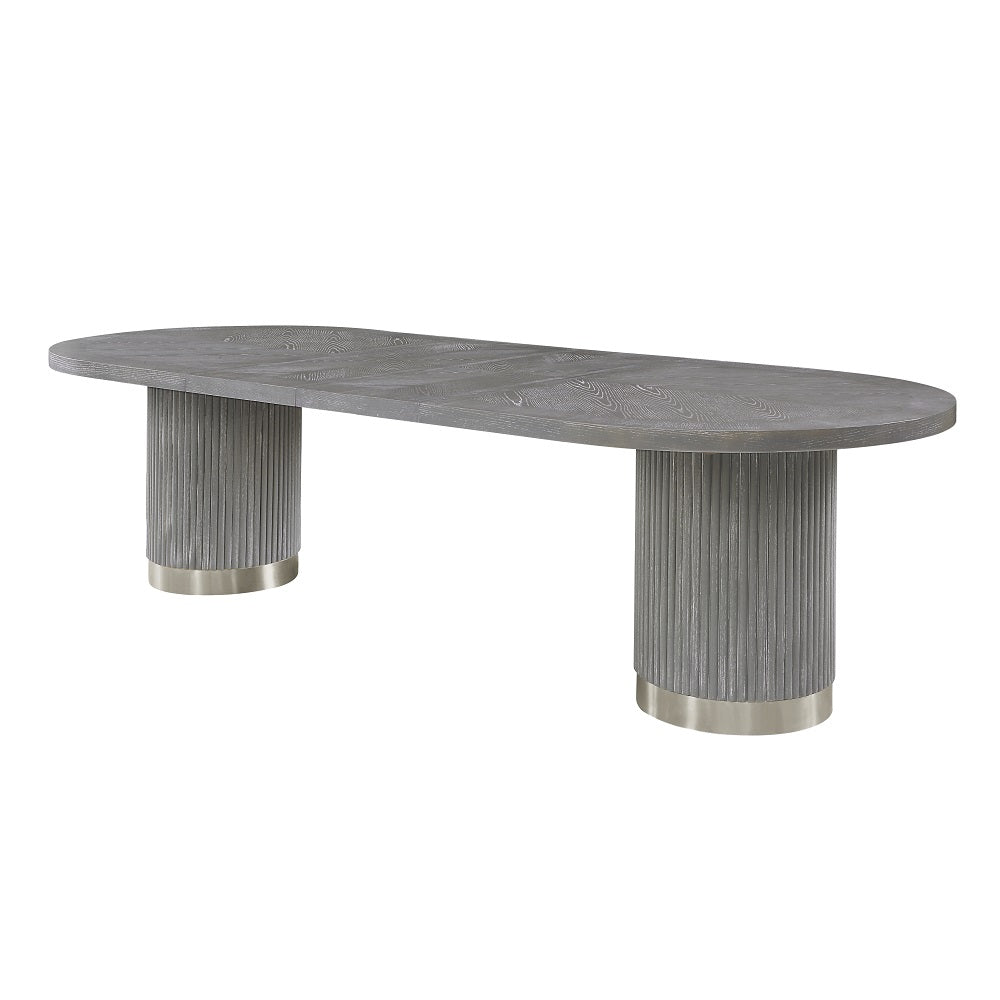 Adalynn Dining Table W/2 Leaves DN02124 Weathered Gray Oak Finish | Acme | Home Elegance USA