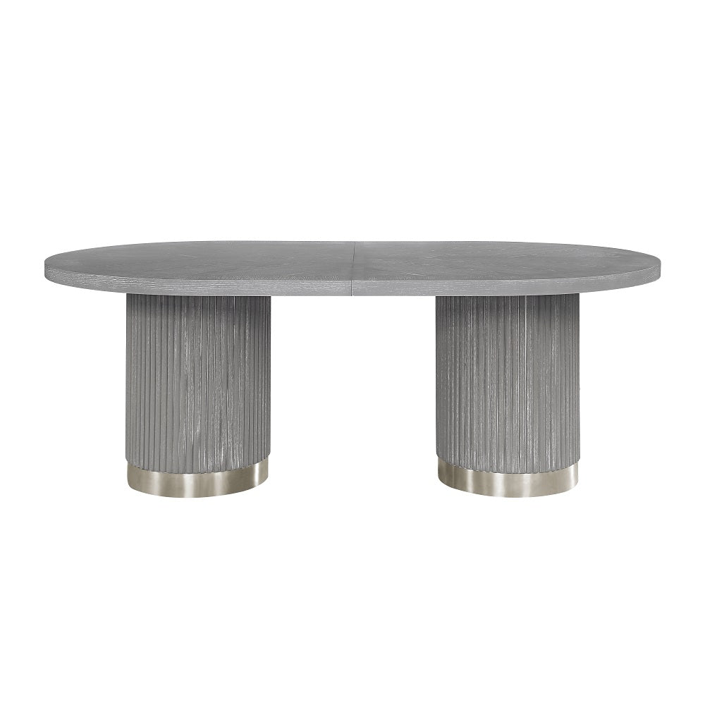 Adalynn Dining Table W/2 Leaves DN02124 Weathered Gray Oak Finish | Acme | Home Elegance USA