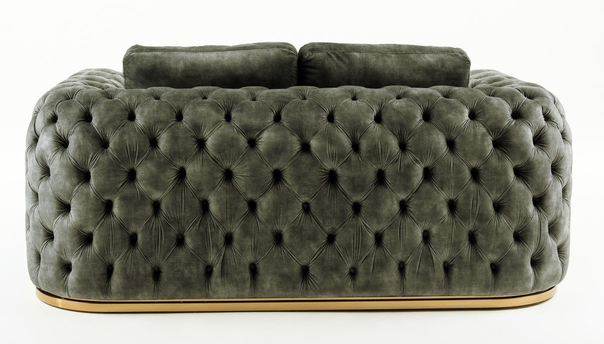 Divani Casa Dosie - Transitional Grey Velvet Loveseat