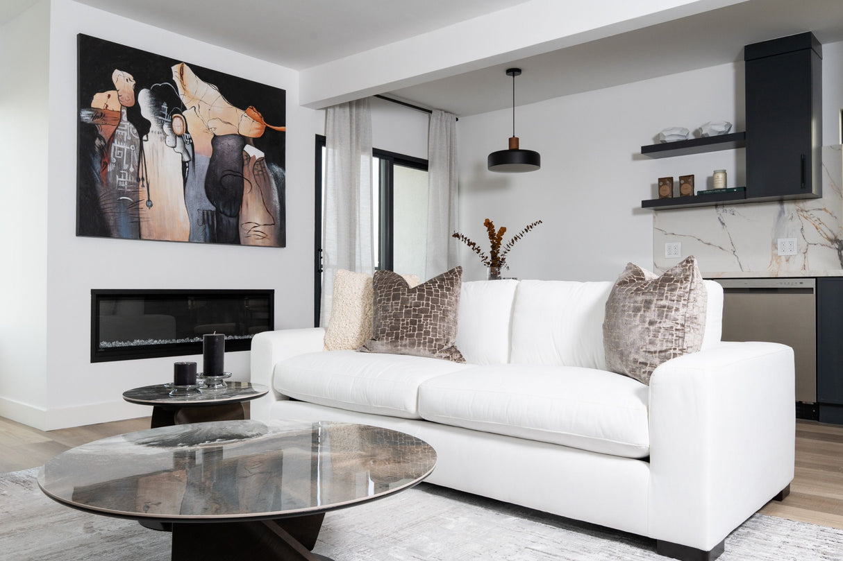 Divani Casa Poppy - Modern White Fabric Sofa