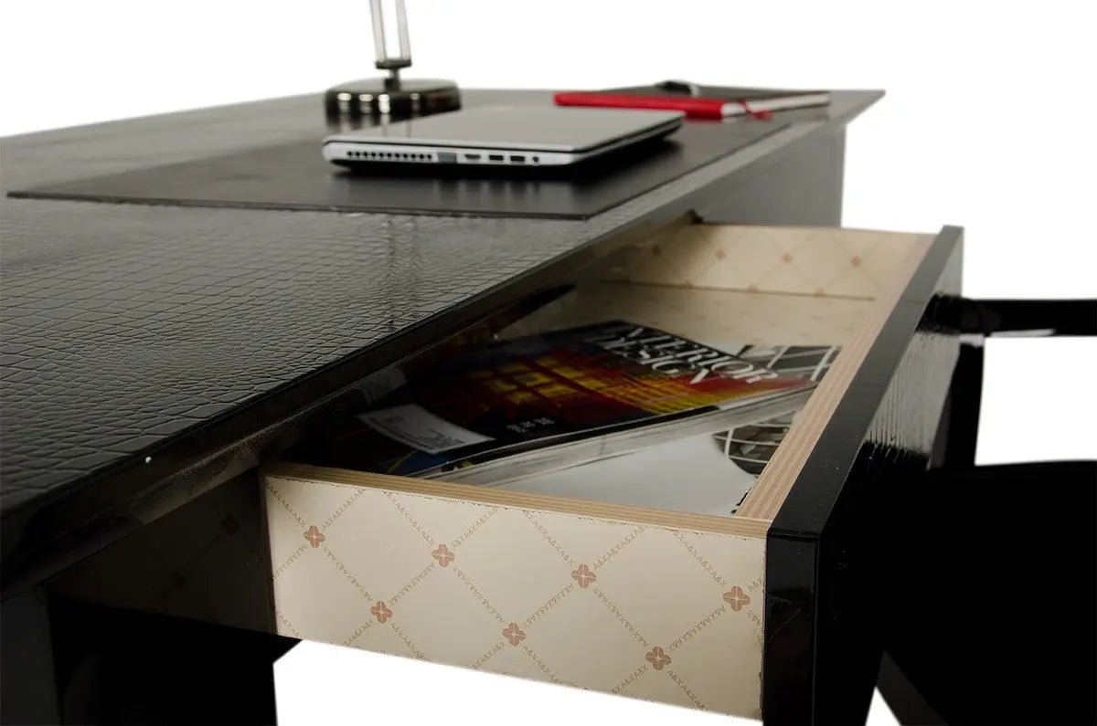 Aa701 - 180 Armani Black Lacquer Crocodile Desk Vgunaa701 - 180 | Home Elegance USA
