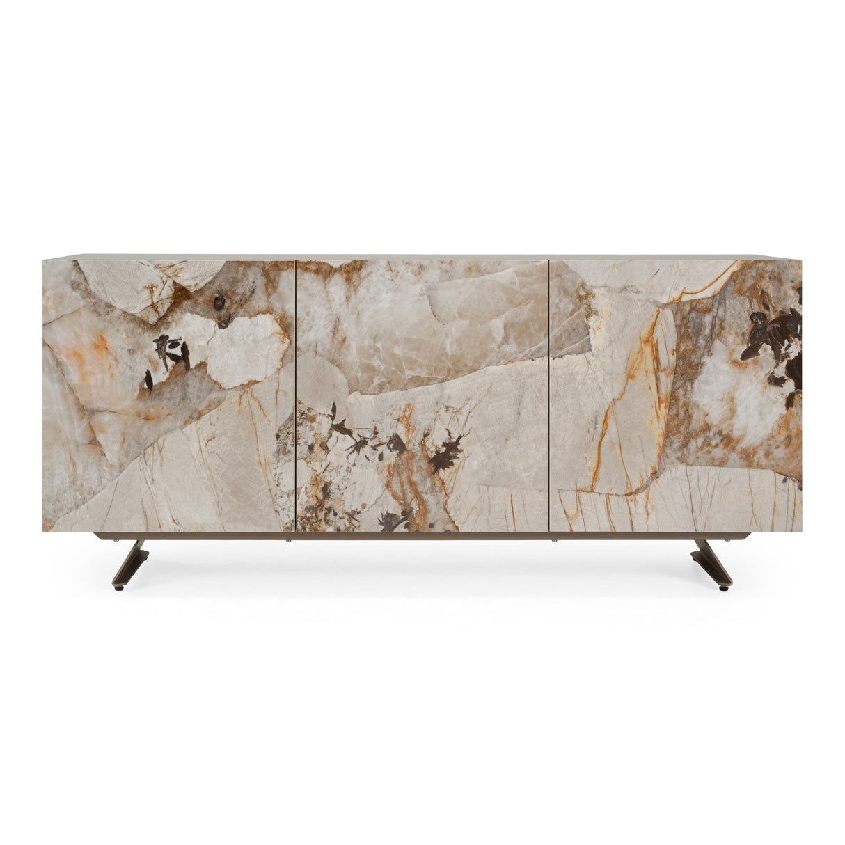 Dunster - Contemporary Beige Ceramic + Metallic Grey Buffet - View Image 1