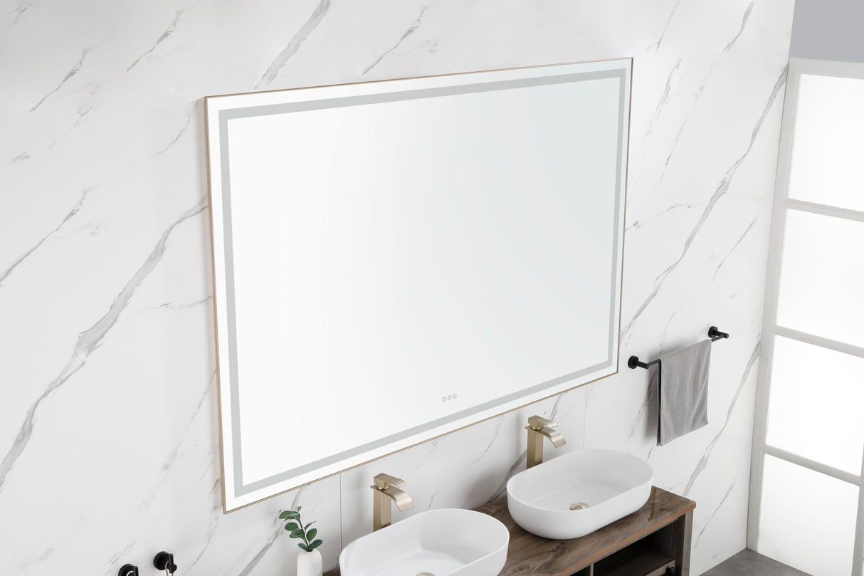 84in. W x 48in. H Oversized Rectangular Black Framed LED Mirror Anti - Fog Dimmable Wall Mount Bathroom Vanity Mirror HD Wall Mirror Kit For Gym And Dance Studio 48X 72Inches With Safety Ba | Home Elegance USA
