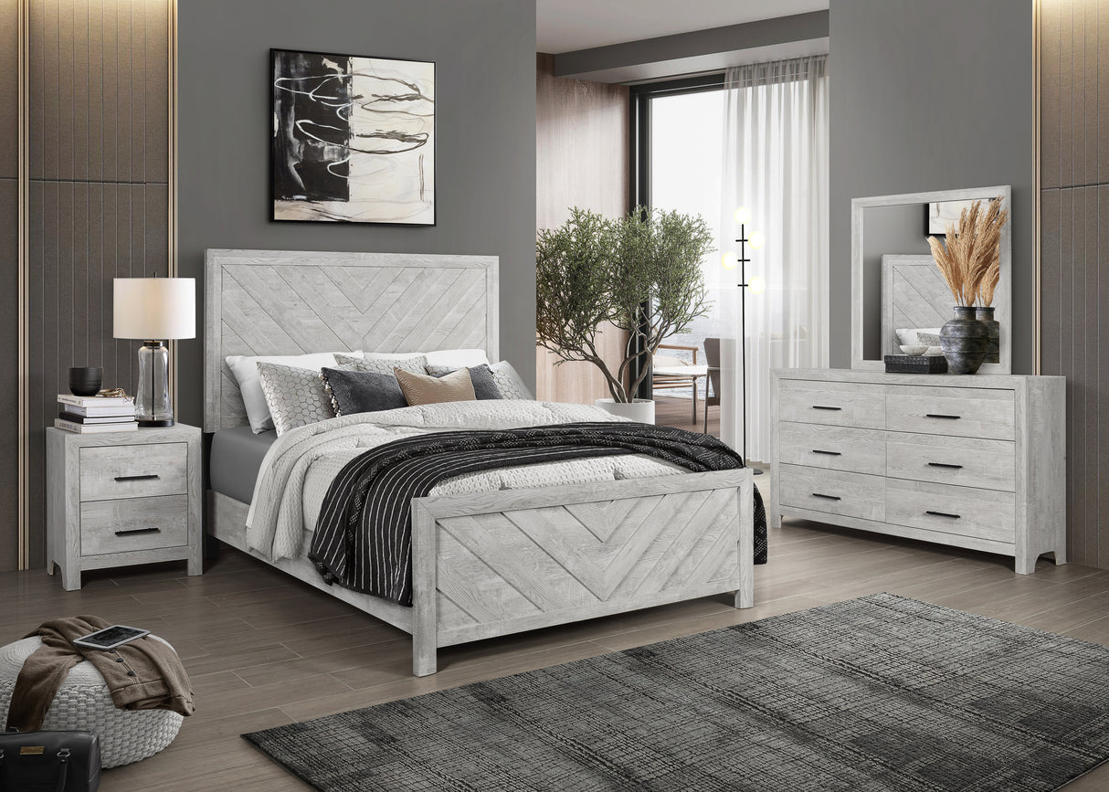 King 4PC Modern Style Storage Bedroom Set Made with Wood in Natural
