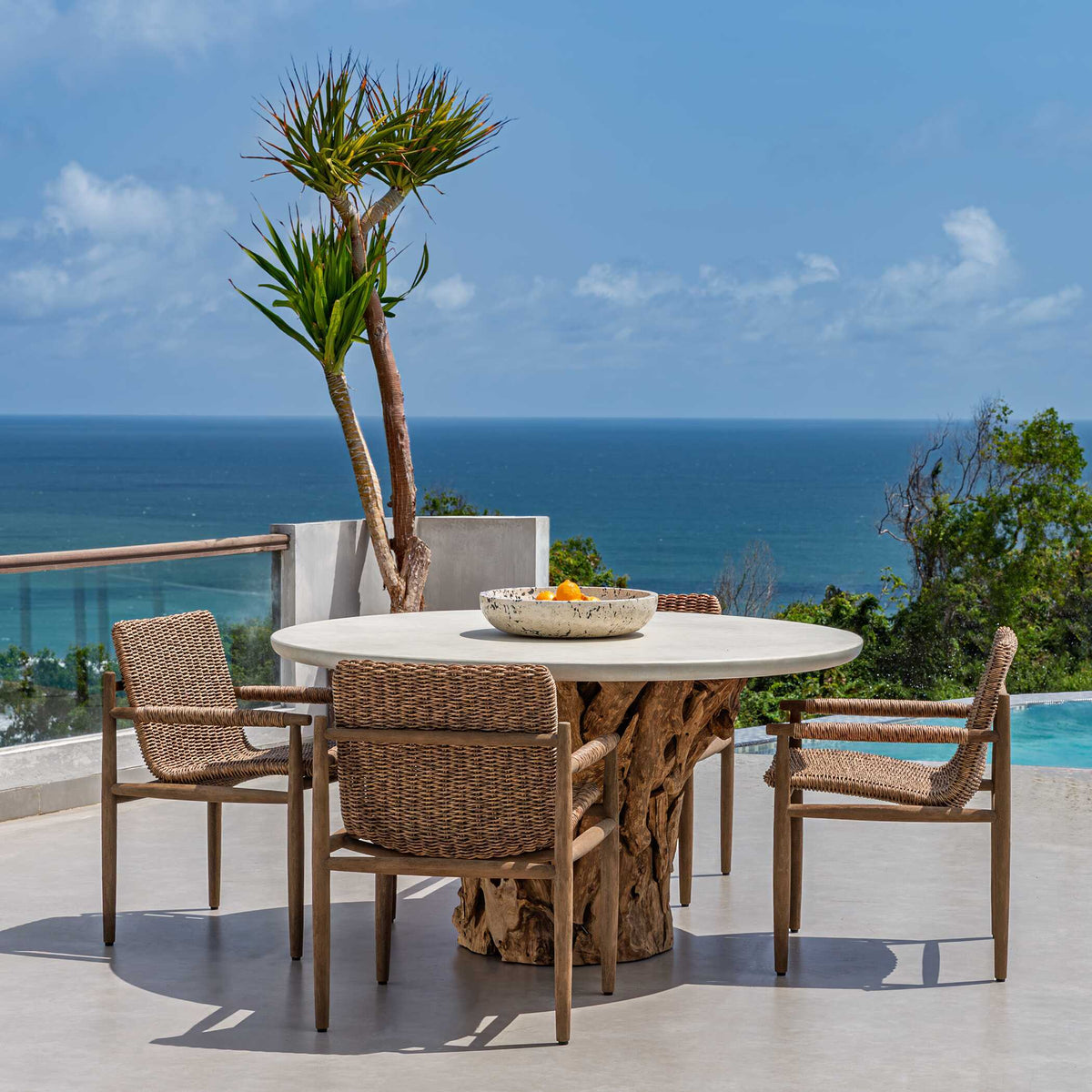 Stonewood Indoor-Outdoor Dining Table White / Woodtone - White / Light Brown by Uttermost - View 6
