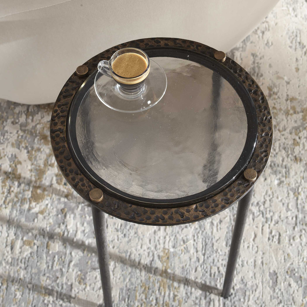 Kennington Round Glass Accent Table - Black by Uttermost - View 4