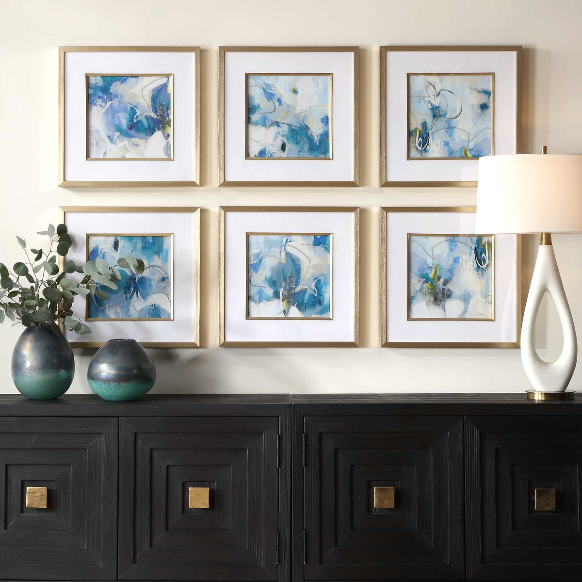 Fresh Start Blue Abstract Prints (Set of 6) by Uttermost - View 2