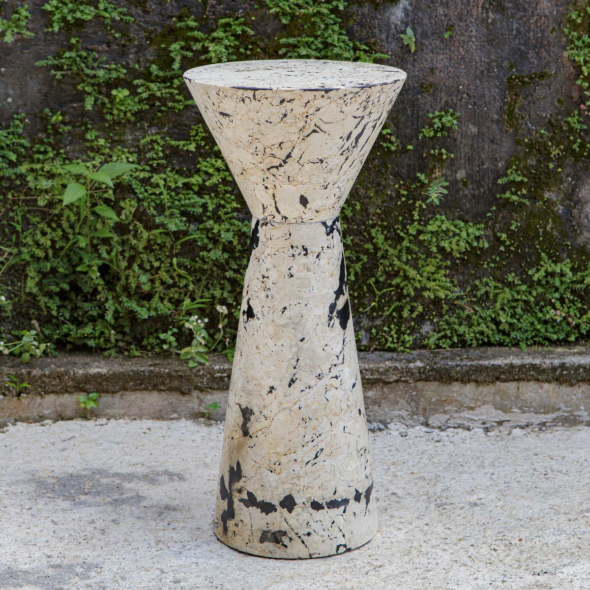Lenora Stone Drink Table - Black / White by Uttermost - View 3