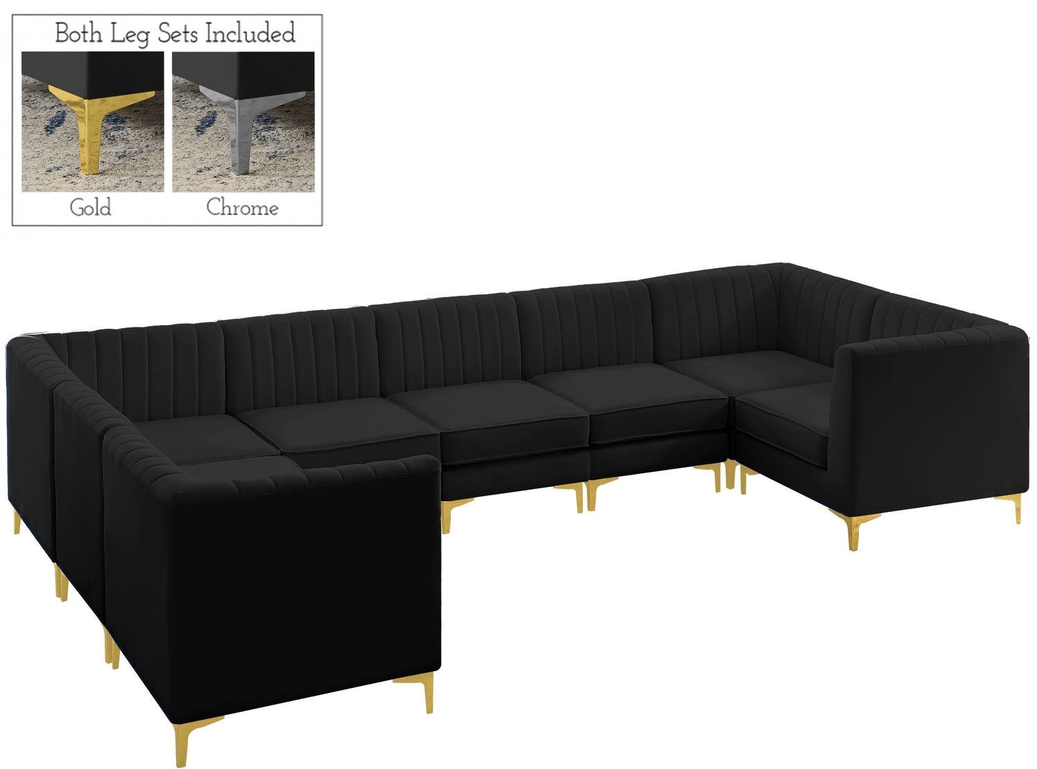 Alina - Modular Sectional 8 Piece - Black - Fabric | Home Elegance USA