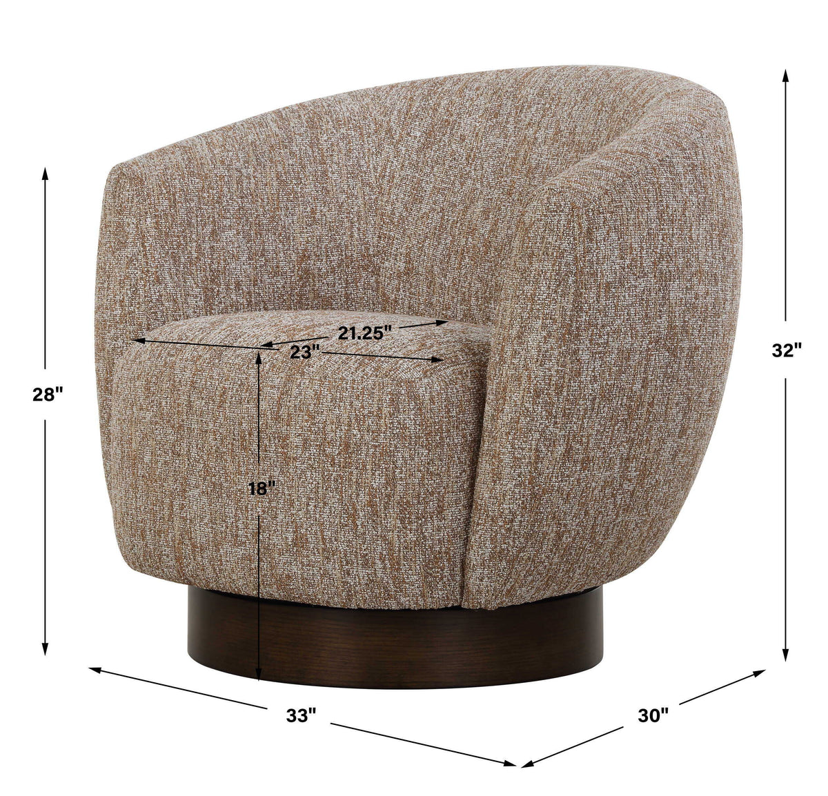 Dunes Fabric Swivel Chair - Light Brown by Uttermost - View 9