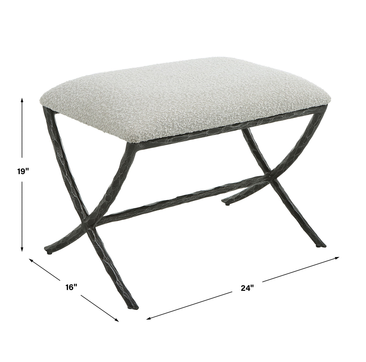 Brisby Fabric Small Bench - Light Gray by Uttermost - View 7