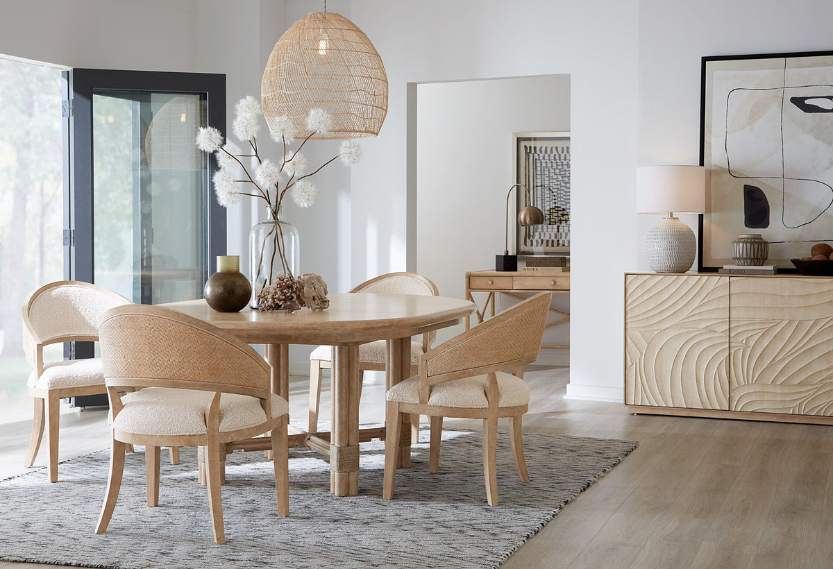 Retreat Pole Rattan Round Dining Table With 1-20" Leaf - Beige by Hooker Furniture - View 4