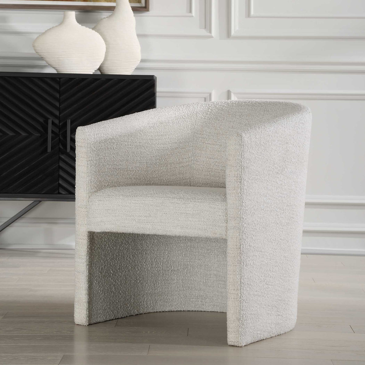 Encompass White Fabric Dining Chair by Uttermost - View 3