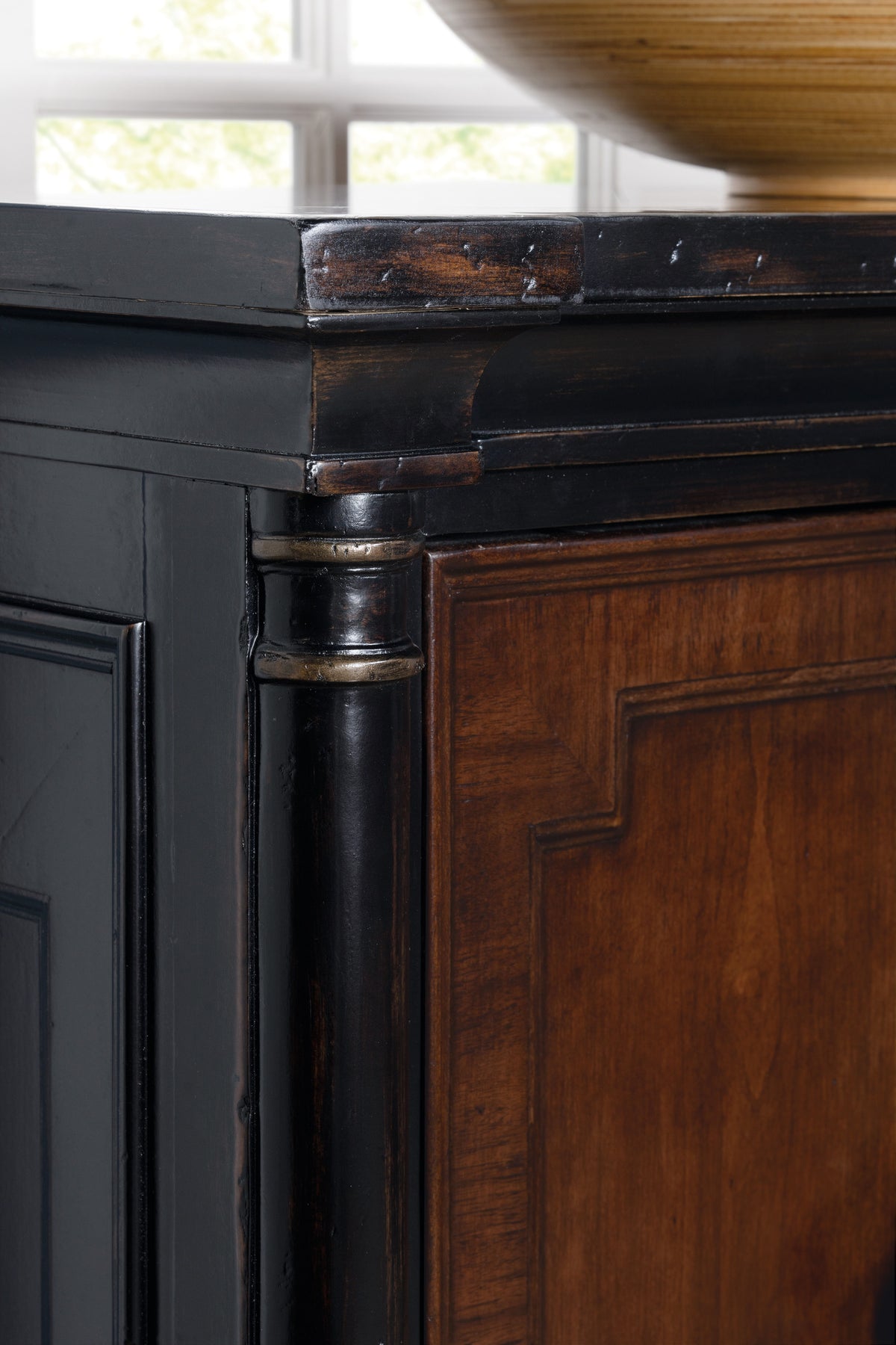 Charleston Entertainment Console - Dark Brown / Black by Hooker Furniture - View 3