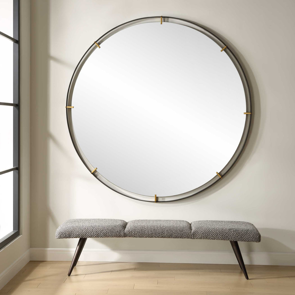 Grand Pendulum Round Mirror - Black by Uttermost - View 3